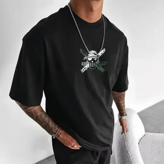 One Piece Men's T-shirt Roronoa Zoro Summer and Autumn Japan Anime Boy Children's Short-sleeved Retro Niche Parent-child Outfit