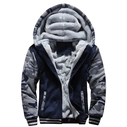 New Men's Hoodies Jacket Winter Thick Warm Fleece Zipper Hoodies Coat Casual Tracksuit Sportwear Male Sweatshirts M~ 5XL