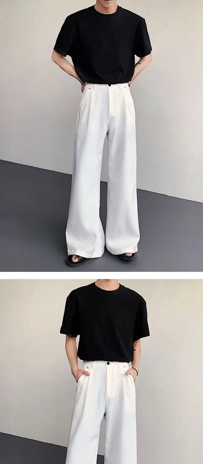 2023 New Black Suit Pants Men Fashion Social Mens Dress Pants Korean Loose Oversized Wide Leg Pants Mens Formal Trousers M-2XL