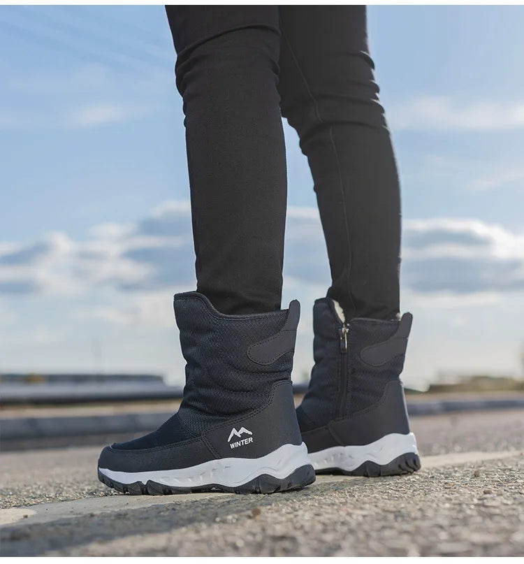 Brand Men Boots Winter Waterproof Snow Boots Unisex High Top Keep Warm Plus Outdoor Ankle Boots Male Cotton Casual Sneakers