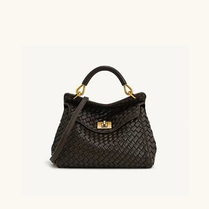 Lucia Elegant Buckle Genuine Leather Handbag for Women, Urban Casual Commuter Shoulder and Crossbody Bag