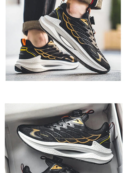 Summer Breathable Casual Sports Shoes for Men, New Fashionable and Versatile Breathable Mesh Rotating Buckle Running Shoes Suitable for Outdoor Sports and Daily Wear