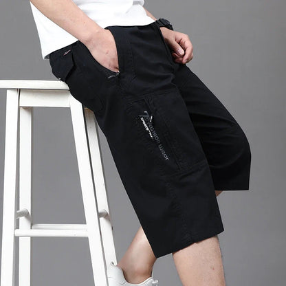 Men's Cropped Pants Cargo Shorts Big Size Below Knee Shorts Sports Short Pants Streetwear Hip Hop Straight Loose Pants