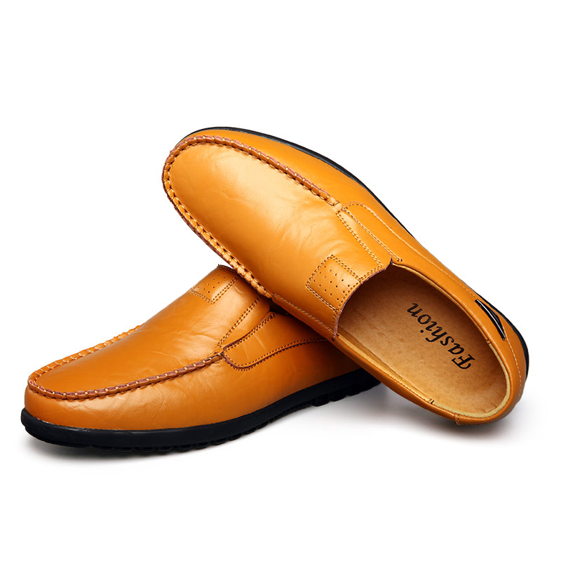 Genuine Leather Men Casual Shoes Brand Soft Italian Men Loafers Moccasins Breathable Slip on Black Driving Shoes Plus Size 37-47