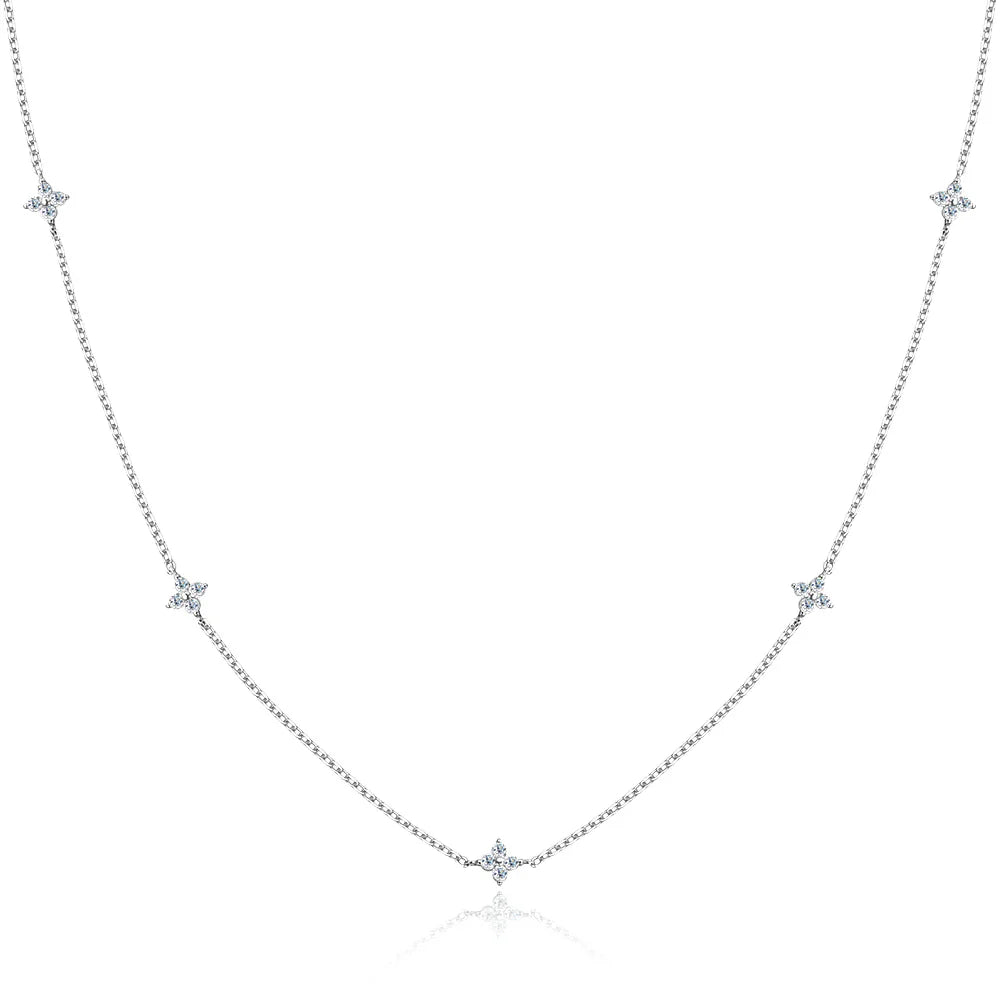 Four-Leaf Clover Moissanite Necklaces for Women 2mm D VVS1 GRA Certified Lab Moissanite s925 Sterling Silver Necklace