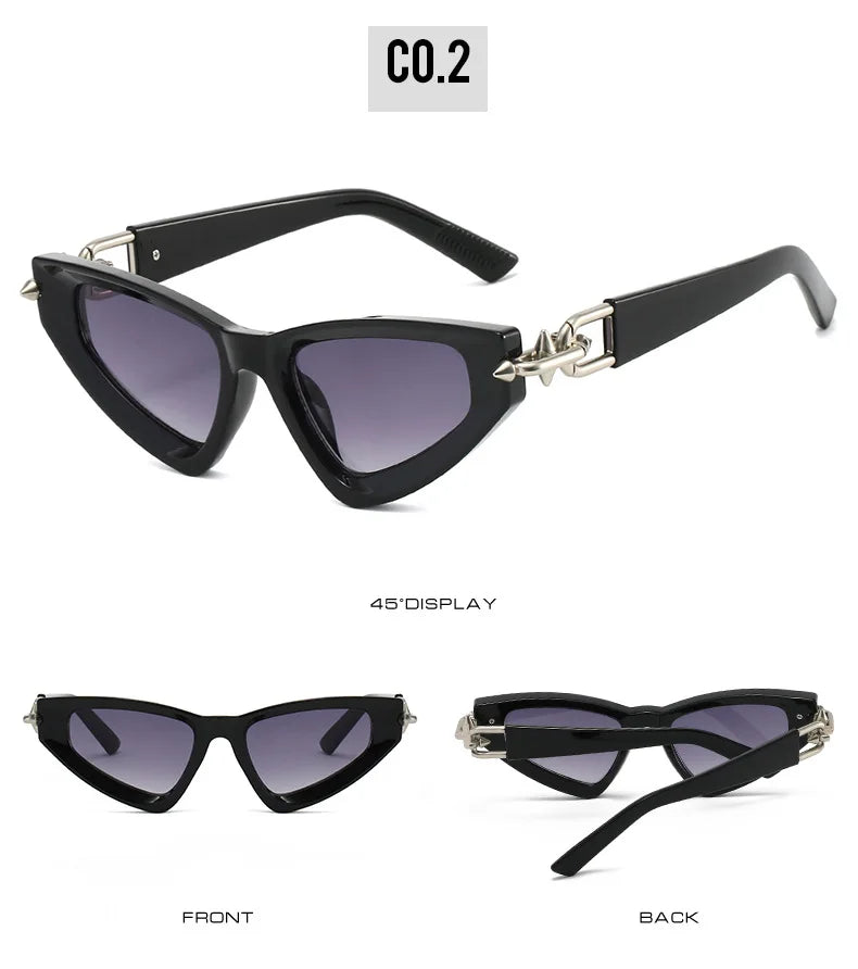 New Designer Triangle Cat Eye Sunglasses Women Brand Arrow Metal Sun Glasses Ins Fashion Cool Ladies Eyewear Lentes De Sol Mujer