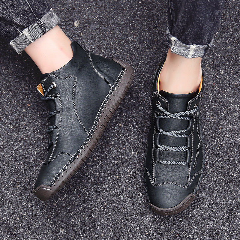 Fashion Men Ankle Boots Handmade Mens Boots Lightweight Mens Designer Boots Outdoor Sneakers Leather Work Boots Plus Size 38-48