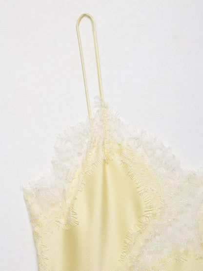 Sexy Women Asymmetrical Lace Slip Tops Summer Female Backless Sleeveless Off Shoulder Underwear Tanks Elegant Beach Camisole