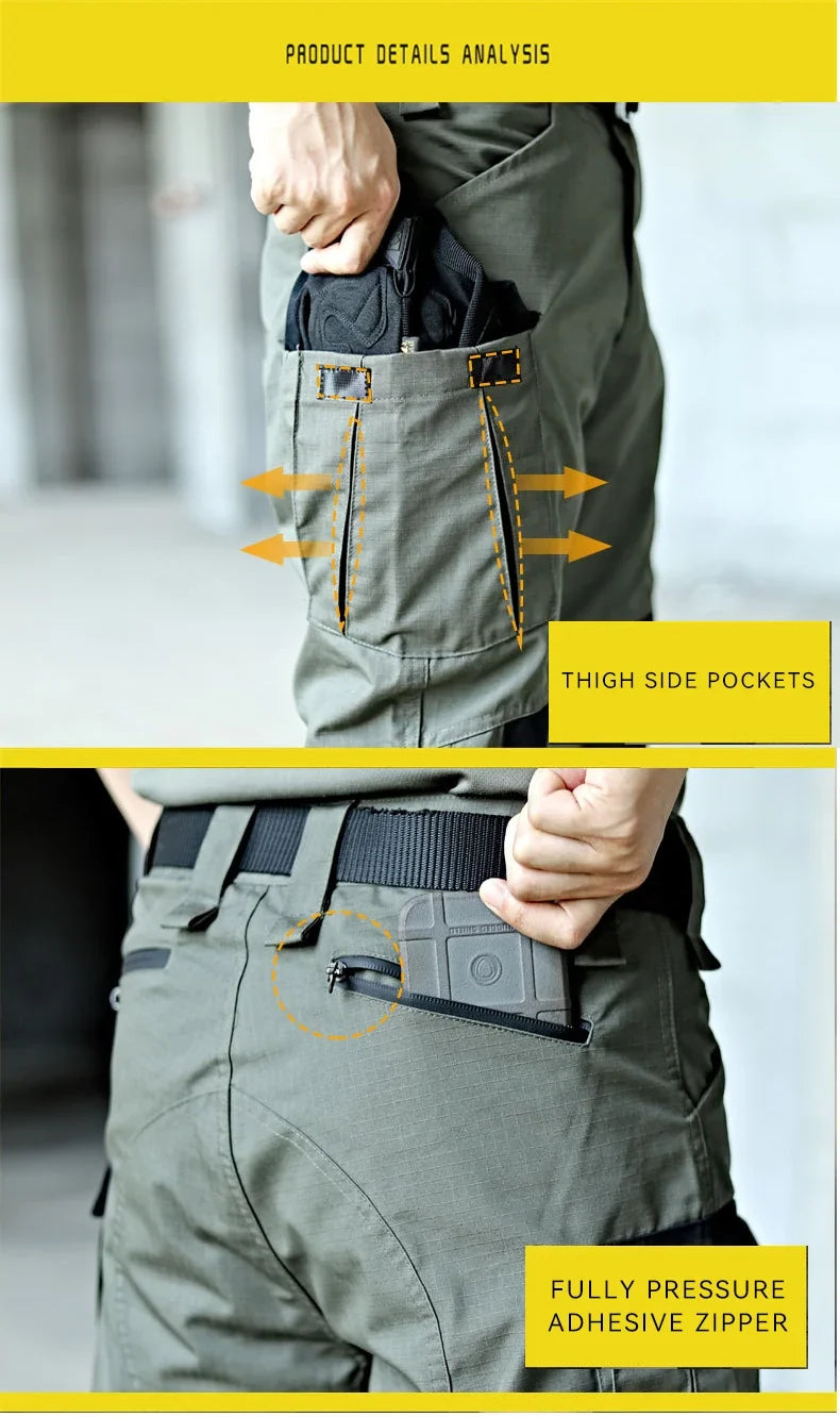 Cargo Pants Men Tactical Trousers Casual Multi Pockets Waterproof Pant Wear-Resistant Casual Trousers Outdoor Hiking Work Man