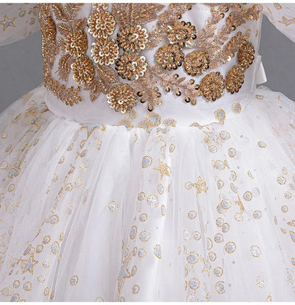 8905 Girls' Flower Wedding Dress Long Sleeveless Summer Princess Rainbow Host Gift Performance Program