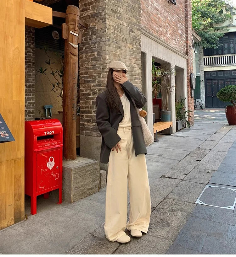 Suit Jaet Women's Small Size Spring Autumn New Loose Sle Ele Street Sle Faionable Long Sve Polyester