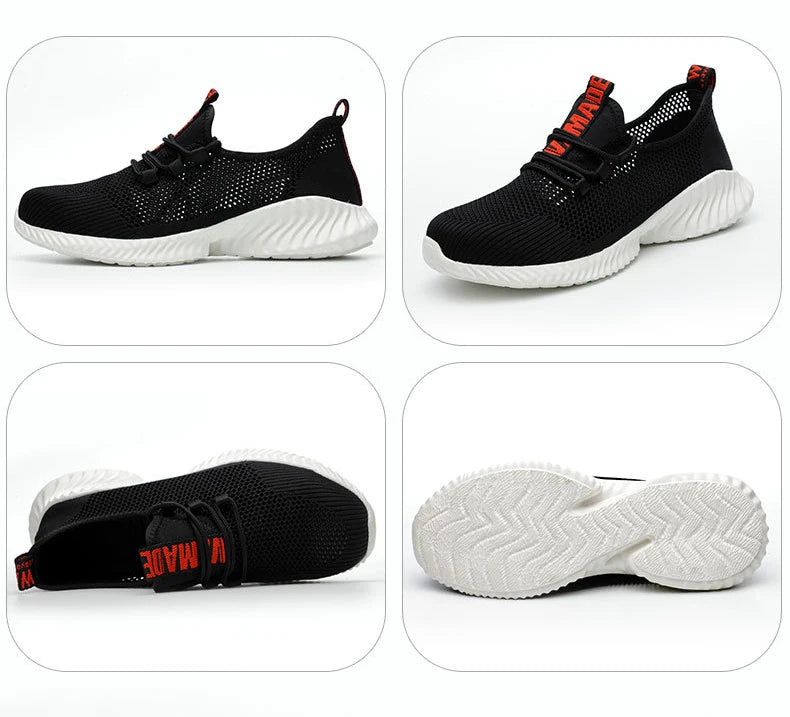 Work Boots Breathable Safety Shoes Men's Lightweight Summer Anti-Smashing Piercing Work Sandals Single Mesh Steel Toe Sneaker