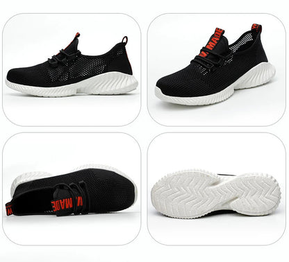 Work Boots Breathable Safety Shoes Men's Lightweight Summer Anti-Smashing Piercing Work Sandals Single Mesh Steel Toe Sneaker