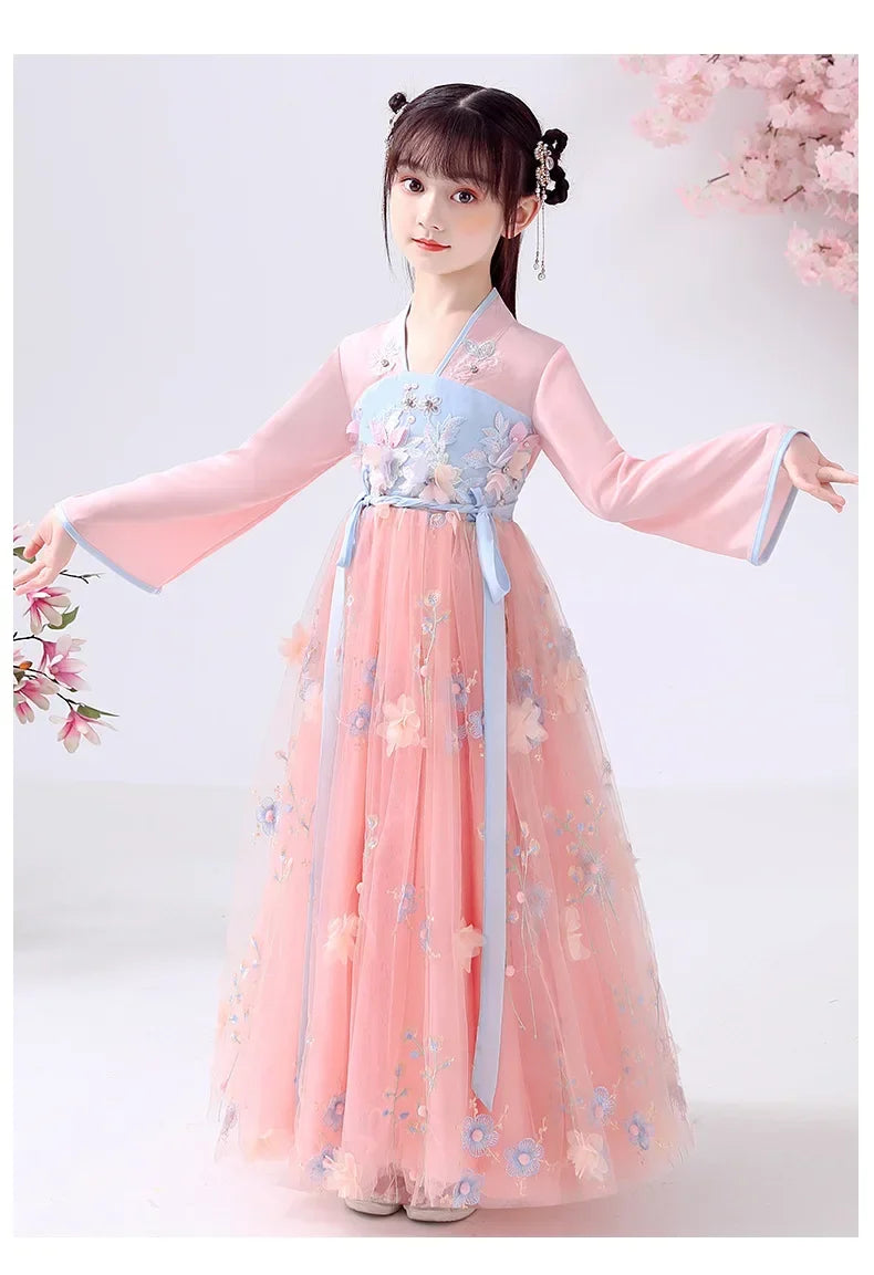 Girl Modern Hanfu Chinese Style Dress Halloween Fairy Kids Clothes Vestidos Traditional Cosplay Children Costume Girls Dresses