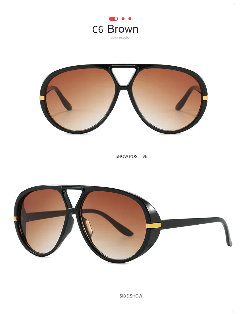 Cycling Trendy Women Square Twin Bridge Pilot Sunglasses New Luxury Designer Shades Outdoor Driving Travel Female Sun Glasses