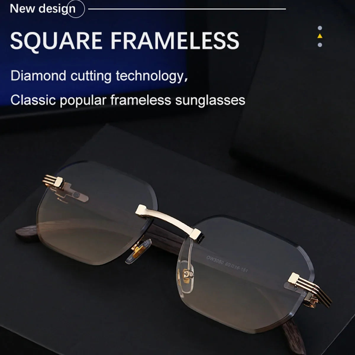 2026 Wooden Rimless Sunglasses Women Trendy Vacation Sunscreen Square Sunglass Men Luxury Vintage Retro Fashion Glasses Occhiali