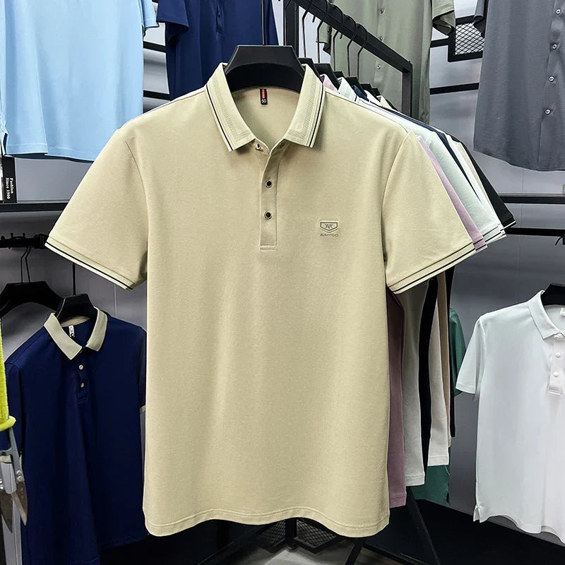 Light luxury brand men's short sleeve polo shirt summer new item high-end letter golf comfortable cotton casual business T-shirt
