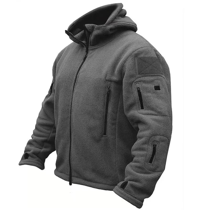 Men Polar Fleece Tactical Winter Autumn Hiking Fishing Camping Trekking Thermal Jackets Outdoor Sports Hood Caro Coat Softshell