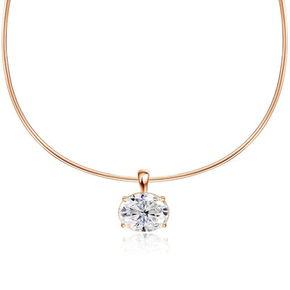 3CT Oval Cut Moissanite Necklace for Women Men Classic Neck Chain 1mm Lab Diamond Pendant 925 Sterling Silver Jewelry