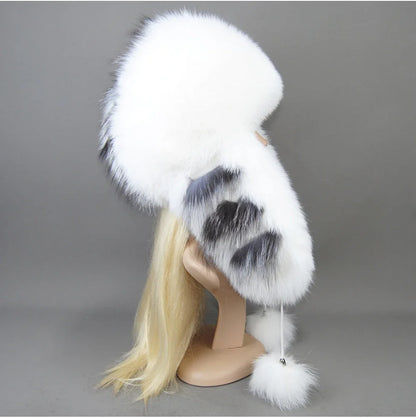 Hot Sale Lady Winter Warm Luxury 100% Natural Fox Fur Hat Fashion Fluffy Fox Fur Rex Rabbit Fur Caps Women Real Fur Bomber Hats