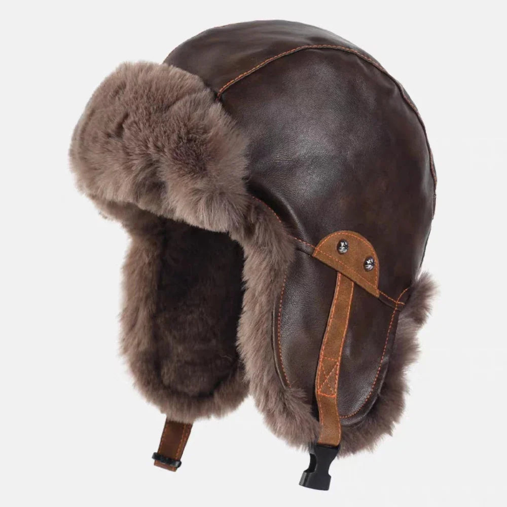 Bomber Hat New PU Leather Winter Hats for Men Women Waterproof Snow Ski Trapper Earflap Cap Male Female Russian Fur Hats