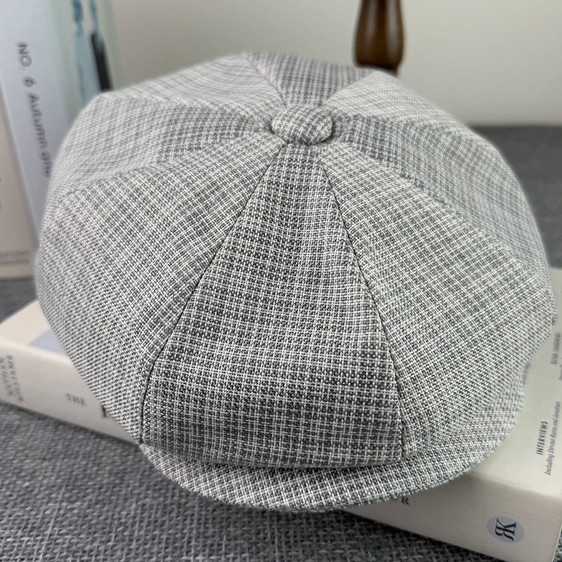 Summer Flax Newsboy Caps Breathable Octagonal Hat Men Women Berets Thin Casual Painter Caps Hats for Men