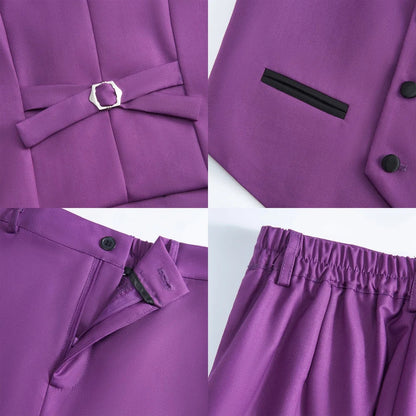 2025 New Purple Kids Tuxedo For Catwalk Show High Quality Boys Suits 4 Pieces Popular Child Suit Set Wedding Clothes