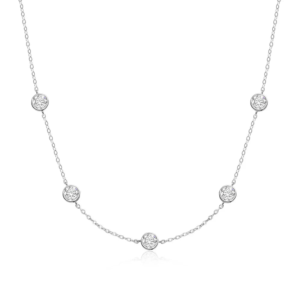 2.5CT Bubble Moissanite Necklace For Women 5mm 5 Stones D Color Diamond Choker Chain 925 Silver Original Certified Jewelry Gift