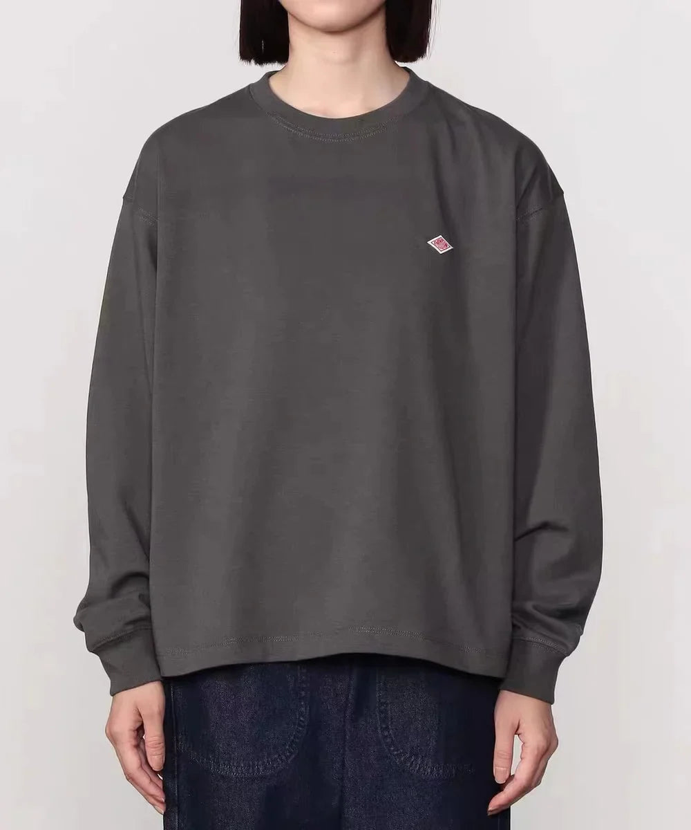 Spring Exported to Japan style Classic fashion Solid Simple Loose Long sleeve Cotton T-shirt Top Man Small Icon Embroidery Tees
