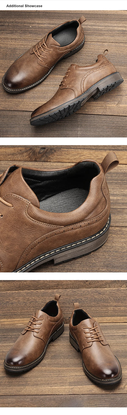 Men Shoes Brand 2026 Fashion Comfortable Leather Shoes Men