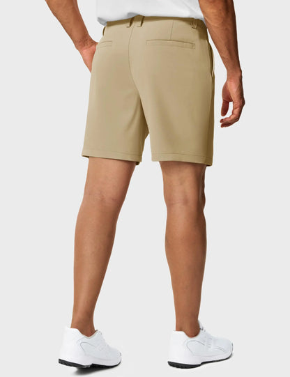 Men’s 7” Golf Shorts Lightweight Stretch Quick Dry Wrinkle Resistant Hidden Zipper Ball Pocket Travel Shorts Versatile
