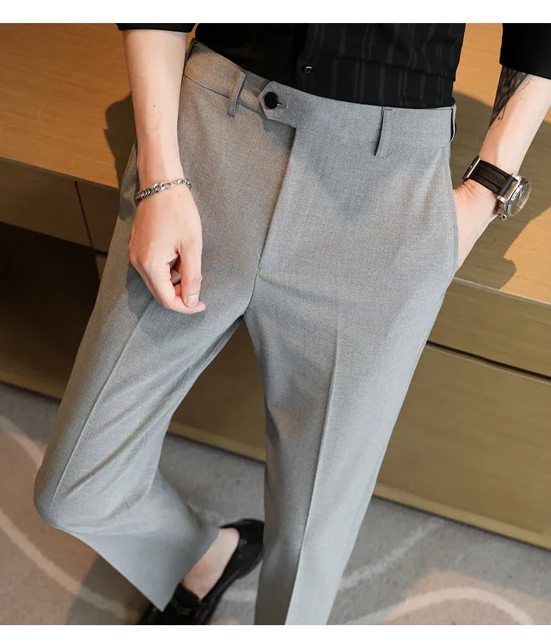 Plus size 44 42 40 Men Business Social Suit Pant 2024 Spring Formal Slim Wedding Trouser Mens Brand Fashion Casual Dress Pants