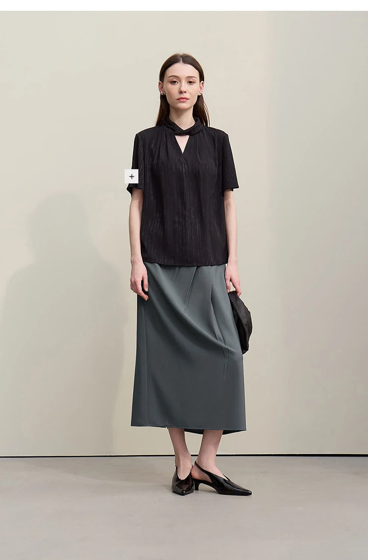 Women's Skirt 2026 Summer New Solid Color Wrinkle-Resistant Elegant Office Versatile Long Pleated Skirt For Women 12622145