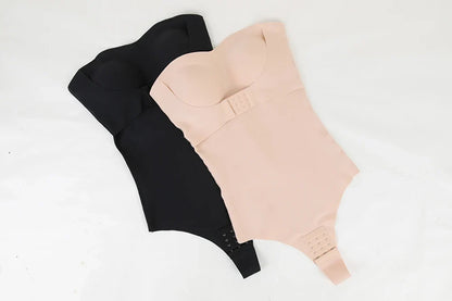 Large Size Strapless Thong Bodysuits Women Belly Control Full Body Shaper Adjustable Bust Removable Push Up Breast Underwear 4XL