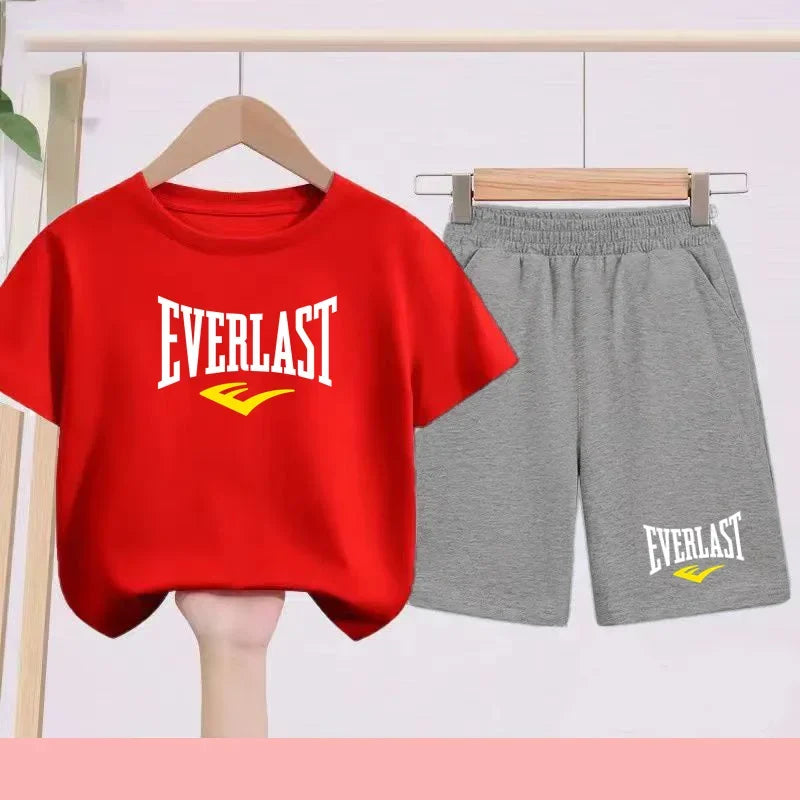 T-shirt d'été pour garçons et filles, manches courtes sportives pour enfants de 7 à 13 ans, pantalons à caractères, confortables