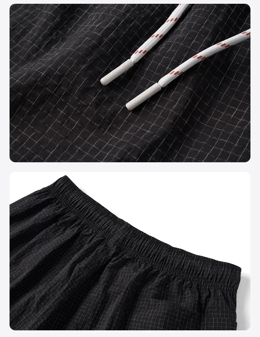 2026 Summer New Lightweight 100gsm Fabric Shorts Men Drawstring Elastic Waist Oversize Casual Outdoor Beach Shorts