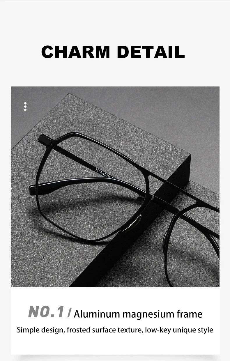 Large Frame Aluminum Frame Titanium Business Anti-Blue Light Reading Glasses Men Ladies Customizable Prescription ZY-20239