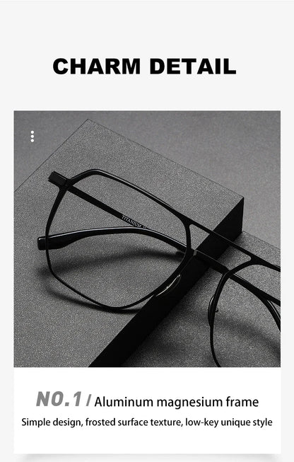Large Frame Aluminum Frame Titanium Business Anti-Blue Light Reading Glasses Men Ladies Customizable Prescription ZY-20239