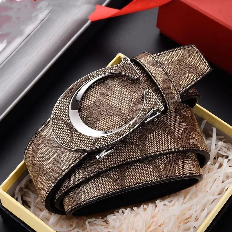 New 3.4cm fashion Women's Belt Formal Leather Canvas Male Belt High Quality Metal Automatic Buckle business Belt for men jeans
