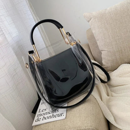 Fashion Transparent Women Shoulder Bag Jelly Candy Summer Beach Handbag for Female Messenger Bags Bolsa Totes Bucket Bag