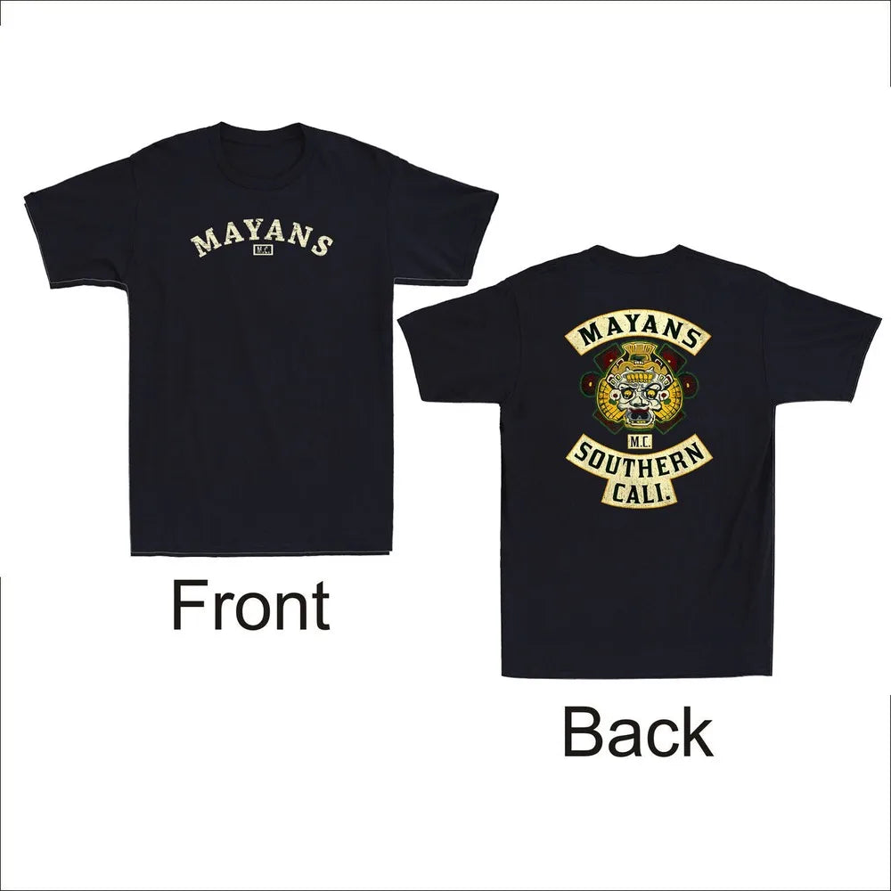 Southern Cali Front Back Patch Biker Motorcycle Vintage Men's T-Shirt Mens Graphic Tshirts Regular Cotton Short Sleeve