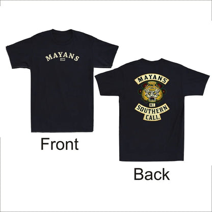 Southern Cali Front Back Patch Biker Motorcycle Vintage Men's T-Shirt Mens Graphic Tshirts Regular Cotton Short Sleeve