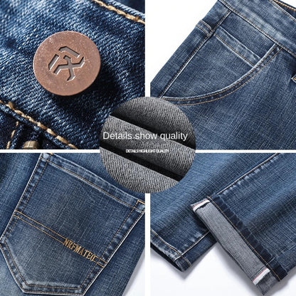 New Spring Summer Plus Size 40 42 44 Men Straight Loose Jeans Business Fashion Denim Stretch Pants Male Brand Trousers