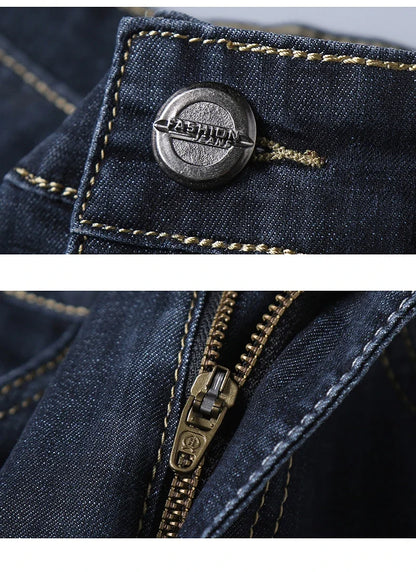 Summer New Elastic Men's Jeans Fashion Comfortable Business Straight Stretch Cotton Casual Denim Pants Brand Male Thin Trousers