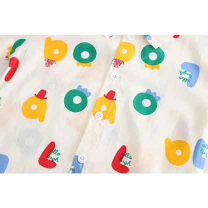 Children Boys Girl Clothes Suit Summer Kids Causal Full Letter Printed Cars Shirt Shorts 2Pcs/Set Kids Toddler Infant Clothing