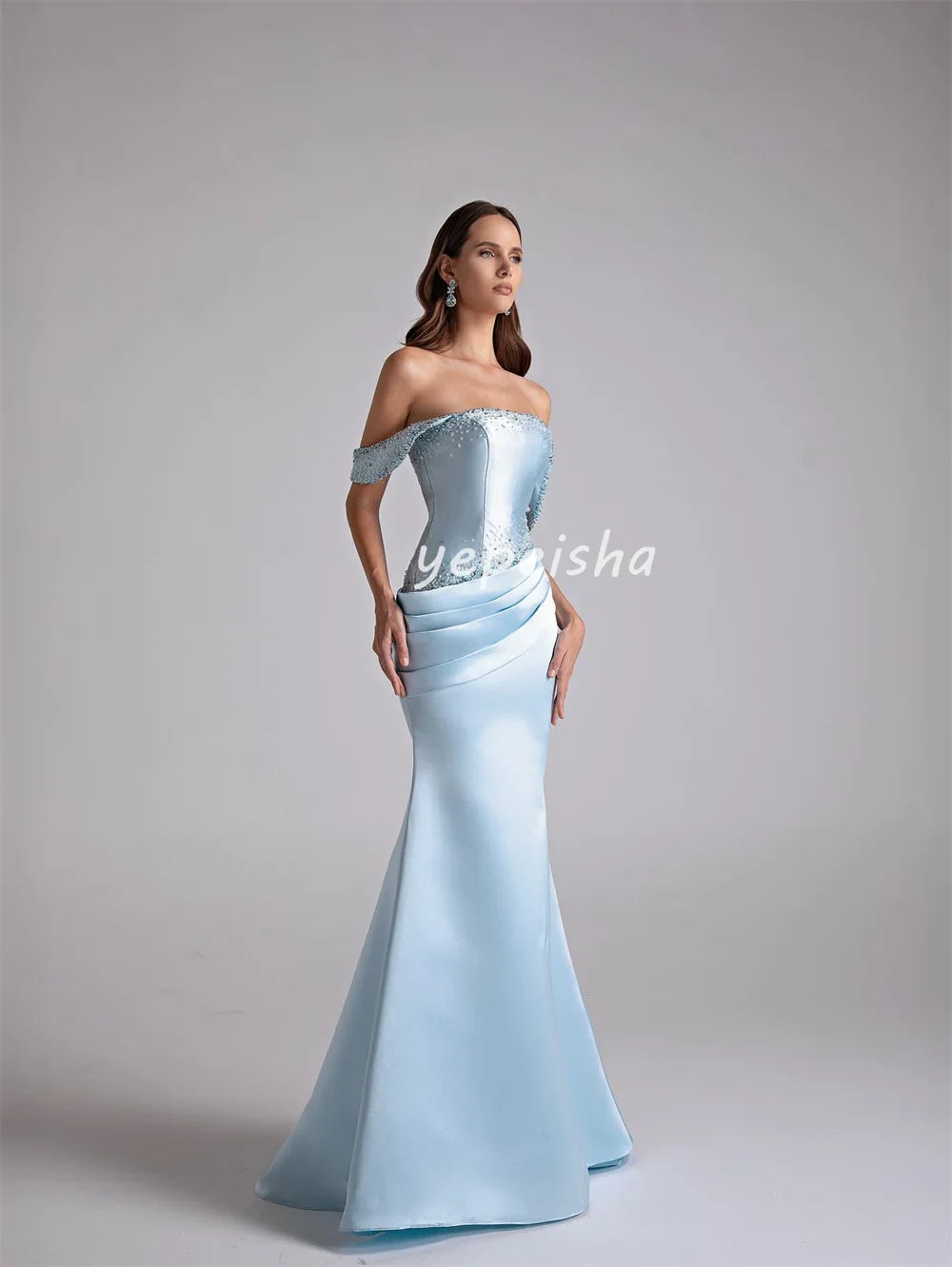 Customized Sexy Elegant Sequined Beading Mermaid Off-the-shoulder Long Dresses Bespoke Occasion Dresses Sizes Available Fashion