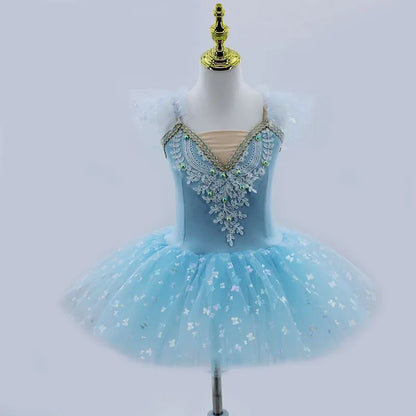 2024 Pink Kids Ballroom Clothing Sequined Flower Tutus Ballet Dress For Girl Modern Dance Tutu Dress Girls Ballet Princess Dress