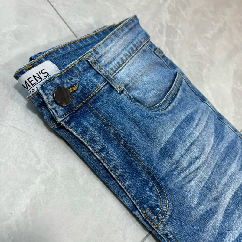 Mens Skinny Brushed Jeans Design Classic Denim Trousers Casual Daily For Office Parties Male Denim Pants Men