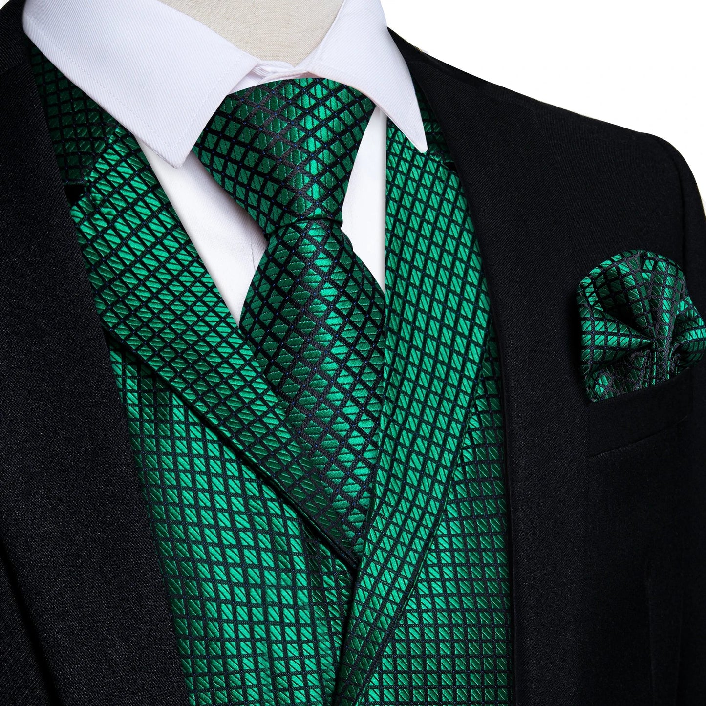 Victorian Vest Tie Set Green Plaid Gothic Waistcoat Sleeveless Jacket for Men Wedding Party Tuxedo Men's Soical Clothing