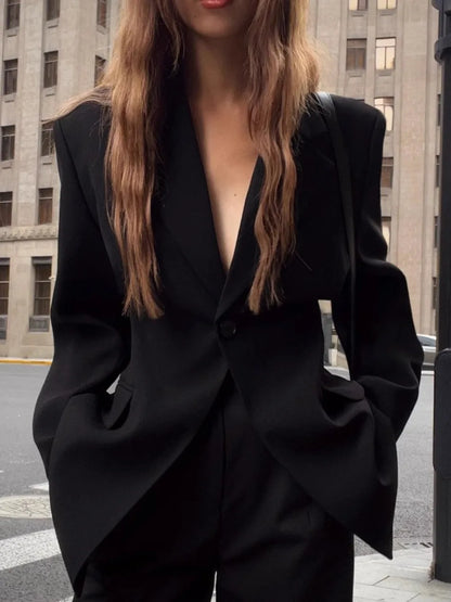 Fashionable Slim Fit Black Blazer for Women 2025 Spring and Autumn New Arrival Solid Color Slimming Casual Long Sleeve Blazers